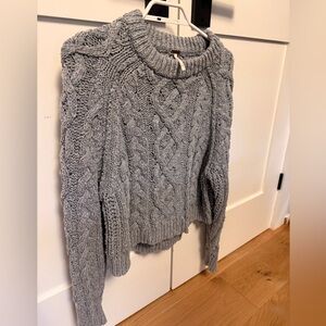 Free People, greyish blue  Cable Knit Sweater, small